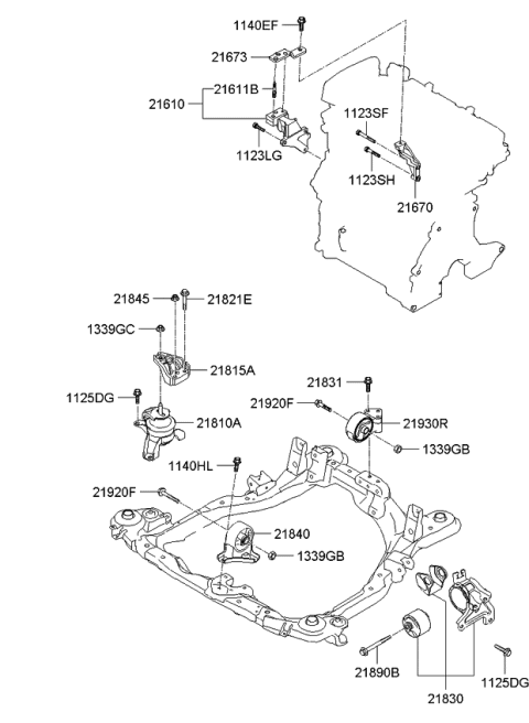2009 Kia Sportage Engine & Transaxle Mounting Diagram 1
