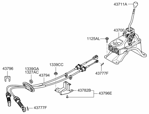 2008 Kia Sportage Knob-Gearshift Lever Diagram for 437112F100