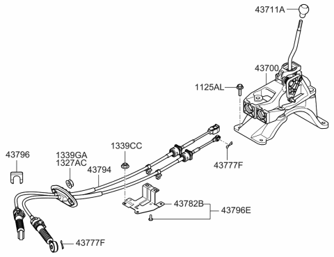 2010 Kia Sportage Shift Lever Control Diagram 2