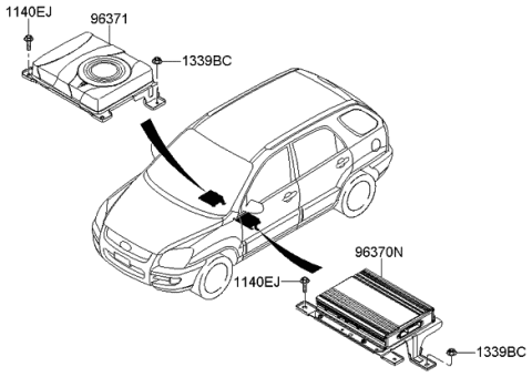 2010 Kia Sportage Extension Amplifier Assembly Diagram for 963701F001