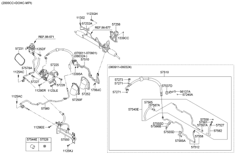 2010 Kia Sportage Power Steering  Hose & Bracket Diagram 1