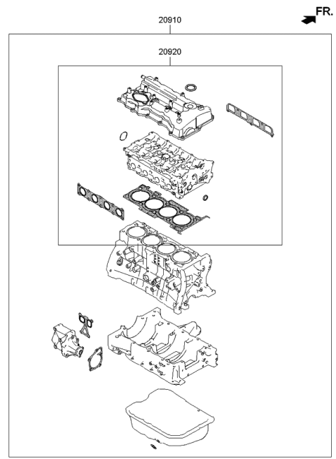 2013 Kia Sorento Gasket Kit-Engine OVEAUL Diagram for 209102GK02