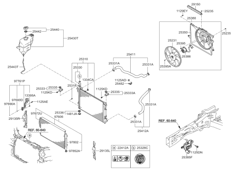 2013 Kia Sorento Radiator Coolant Overflow Reservoir Tank Diagram for 254302W000