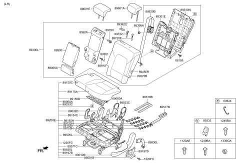 2013 Kia Sorento Back Assembly-2ND Seat,L Diagram for 893001U750LAC