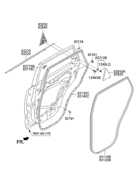 2014 Kia Sorento Rear Door Moulding Diagram