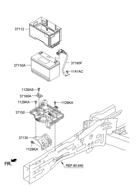 2014 Kia Sorento Stay Battery-Upper Diagram for 371302W100