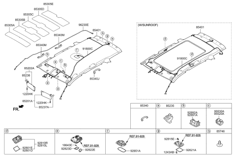 2014 Kia Sorento Sunvisor & Head Lining Diagram 1