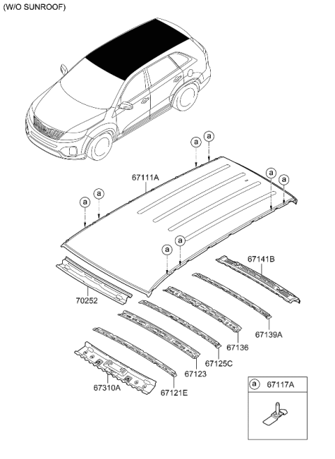 2014 Kia Sorento Roof Panel Diagram 1