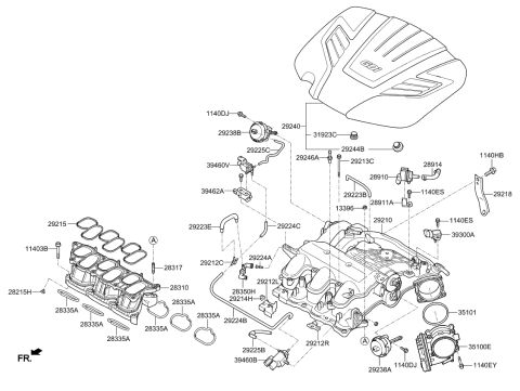 2014 Kia Sorento Engine Cover Assembly Diagram for 292403CFB0
