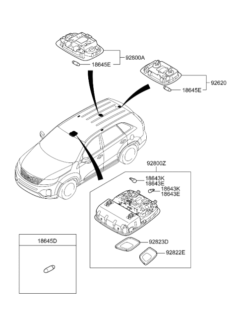 2013 Kia Sorento Lamp Assembly-Luggage Compartment Diagram for 926201U001H9