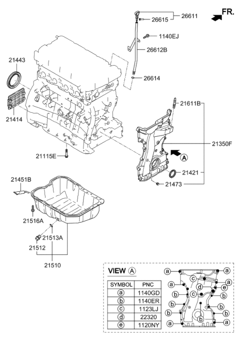2014 Kia Sorento Oil Level Gauge Rod Assembly Diagram for 266112G040