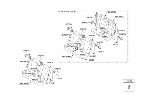 2013 Kia Sorento Rear Seat Belt Buckle Assembly, Center Diagram for 898601U700VA