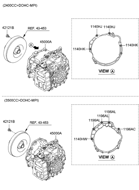 2013 Kia Sorento Transaxle Assy-Auto Diagram