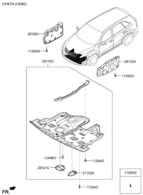 2013 Kia Sorento Cover-Side Diagram for 291211U500