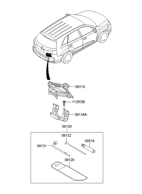2013 Kia Sorento Bracket-Jack Mounting Rear Diagram for 091162P100