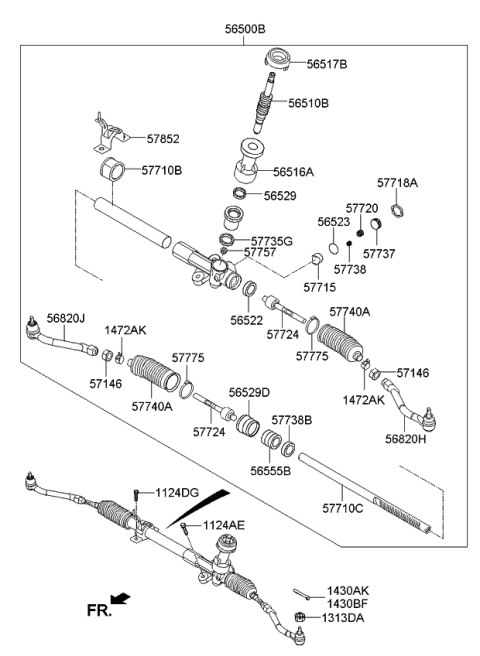 2014 Kia Sorento End Assembly-Tie Rod LH Diagram for 568204Z000