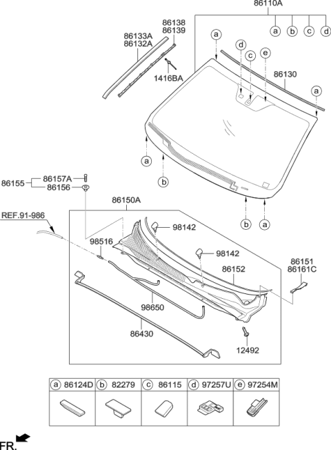 2014 Kia Sorento Moulding-Windshield Glass Diagram for 861322P010