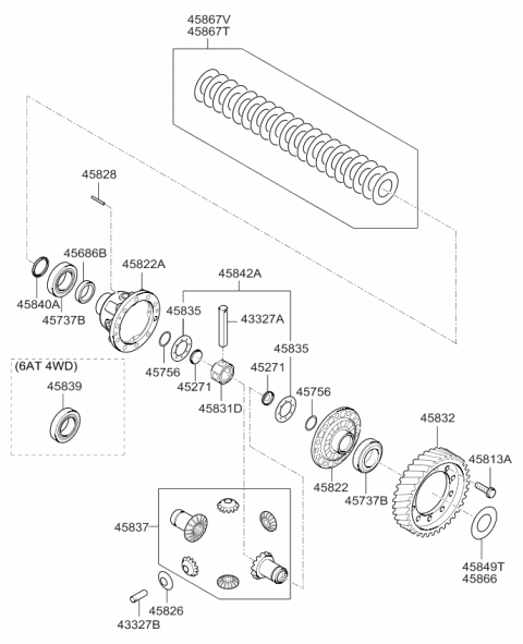 2014 Kia Sorento Bearing-Taper Roller Diagram for 458393B250