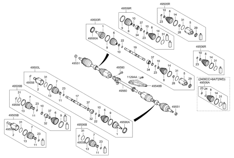 2014 Kia Sorento Bearing Bracket & Shaft Diagram for 495602W400