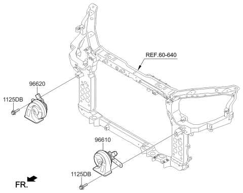 2014 Kia Sorento Horn Assembly-Low Pitch Diagram for 966112P200