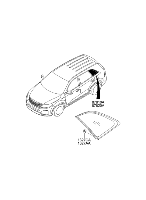 2013 Kia Sorento Quarter Fixed Glass & Moulding Diagram