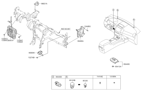 2013 Kia Sorento Smart Key Fob Diagram for 954401U500