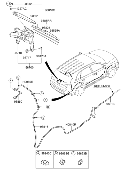 2014 Kia Sorento Windshield Wiper-Rear Diagram