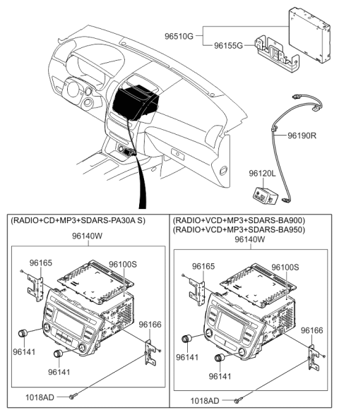 2014 Kia Sorento Deck Assembly-Audio Diagram for 961741UCA0