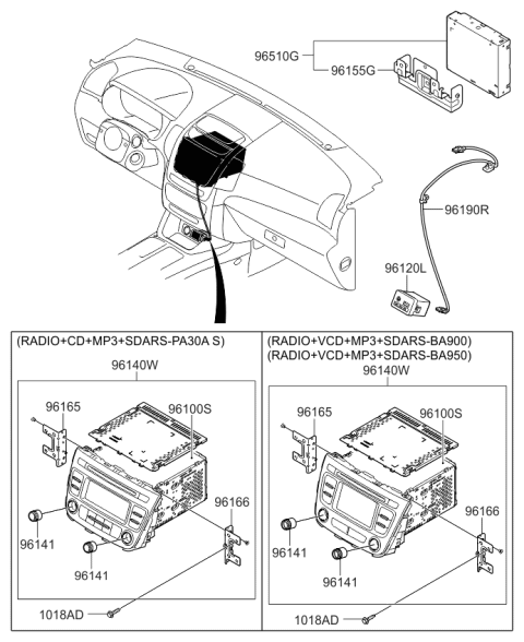 2014 Kia Sorento Audio Assembly Diagram for 961701UAA0VA