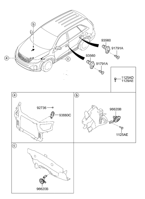 2014 Kia Sorento Switch Assembly-Hood Diagram for 938801U000