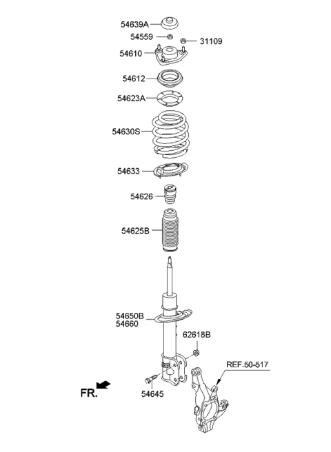 2014 Kia Sorento Front Strut Assembly Kit, Left Diagram for 546511U701
