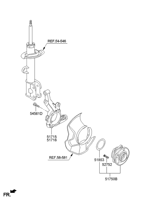 2014 Kia Sorento Front Axle Knuckle Left Diagram for 517152P500