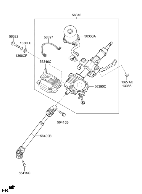 2014 Kia Sorento Column Assembly-Upper Diagram for 563101U500