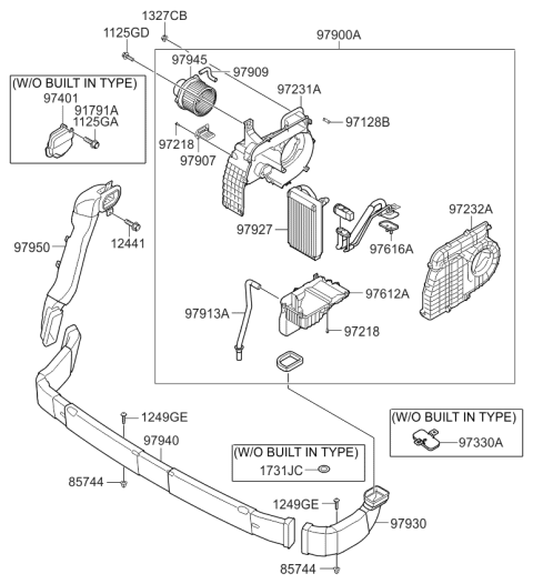 2013 Kia Sorento Duct Assembly-Rear Air Conditioner L Diagram for 979402P050