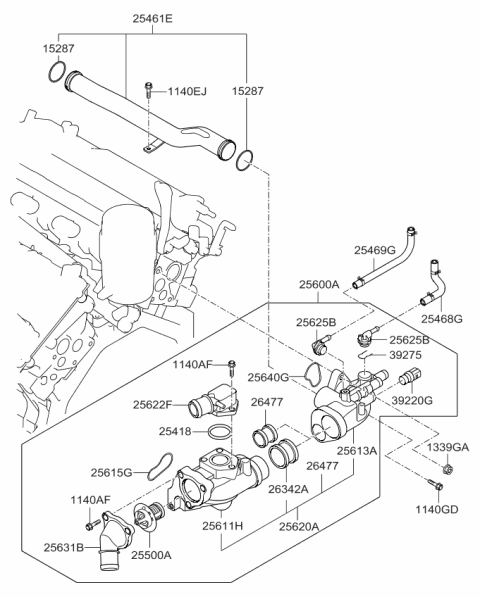 2013 Kia Sorento Coolant Pipe & Hose Diagram 2