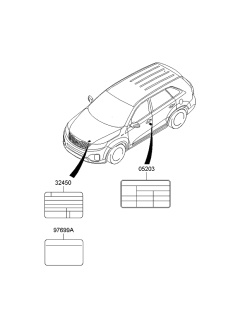 2014 Kia Sorento Label-Tire Pressure Diagram for 052031U575