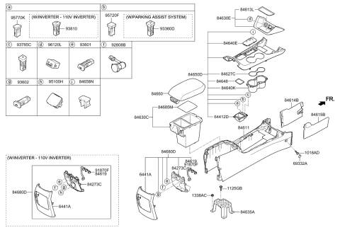 2013 Kia Sorento Console Armrest Assembly Diagram for 846601U005VA