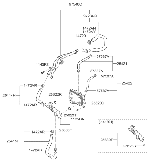 2013 Kia Sorento Warmer-ATF Diagram for 256201U500
