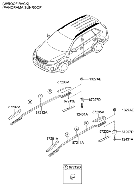 2013 Kia Sorento Cover-Roof Rack Rear L Diagram for 872971U500