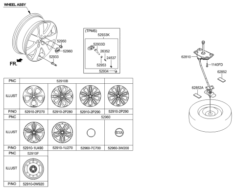 2013 Kia Sorento Wheel & Cap Diagram