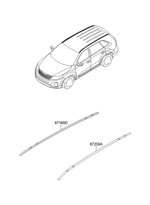 2013 Kia Sorento Roof Garnish & Roof Rack Diagram 1