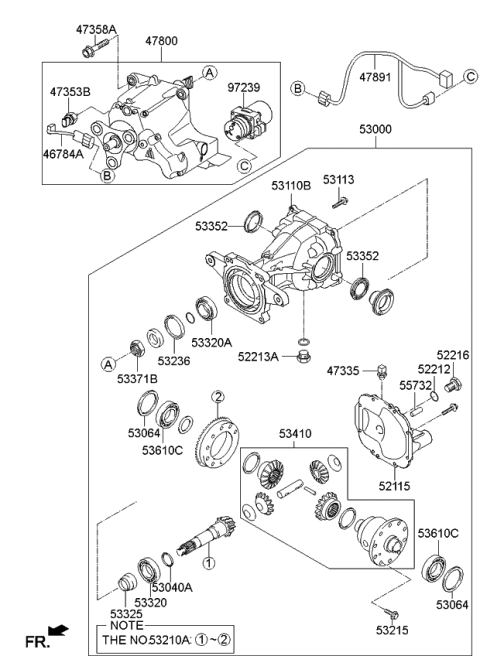 2014 Kia Sorento Carrier Assembly-Differential Diagram for 530003B500