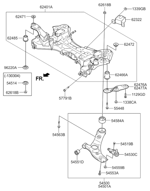2013 Kia Sorento Bush-Front Lower Arm(G) Diagram for 545842W000