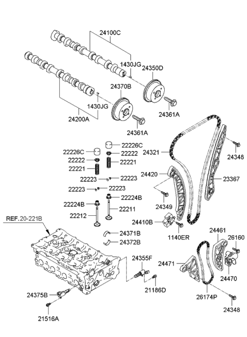 2013 Kia Sorento Camshaft & Valve Diagram 1