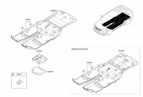 2013 Kia Sorento Carpet Assembly-Rear Floor Diagram for 842801U005VA