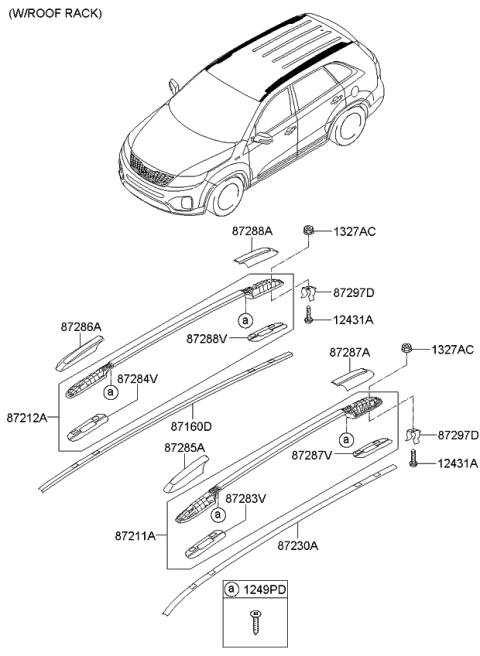 2014 Kia Sorento Cover-Roof Rack Front R Diagram for 872521U000