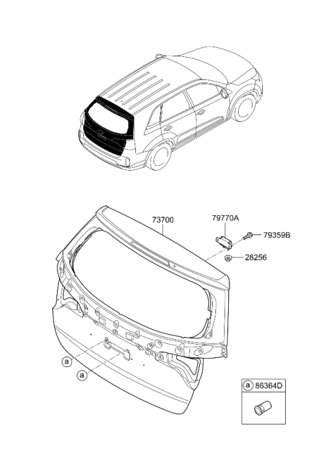 2013 Kia Sorento Panel Assembly-Tail Gate Diagram for 737001U510