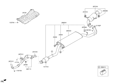 2013 Kia Sorento Rear Muffler Assembly Diagram for 287101U200