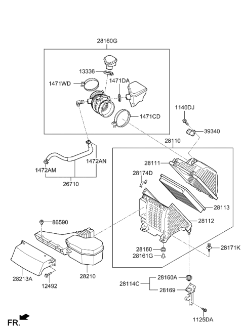 2014 Kia Sorento Bracket Assembly-Air Intake Diagram for 281142W100