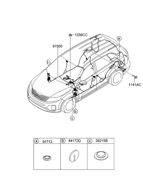 2014 Kia Sorento Wiring Assembly-Floor Diagram for 915511U192